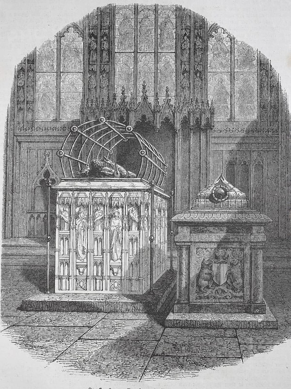 Historic, digitally restored reproduction from a 19th century original, Record date not stated, The Chapel of Beauchamp in Warwick, Funerary Altar, 1855, England, Great Britain