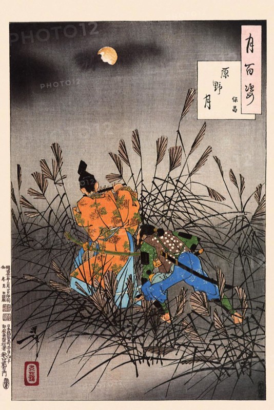 Tsukioka Yoshitoshi (1839 - 9 June 1892) one of the last great masters of the classical Japanese colour woodcut, here the work Moon of the Moor