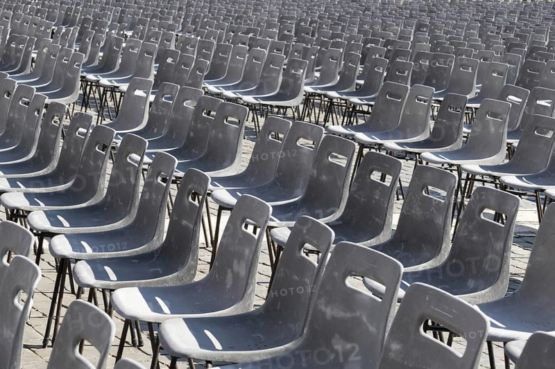 Empty chairs, here in St Peter's Square in Rome in front of a papal audience, Vatican, Italy, Europe