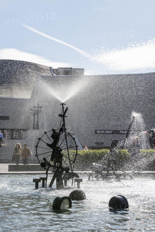 Carnival Fountain by Jean Tinguely and theatre, Tinguely Fountain, Basel, Canton of Basel-Stadt, Switzerland, Europe