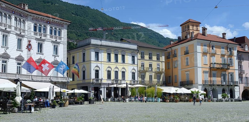 Piazza Grande in Locarno, where the film festival takes place, Locarno, Canton Ticino, Switzerland, Europe