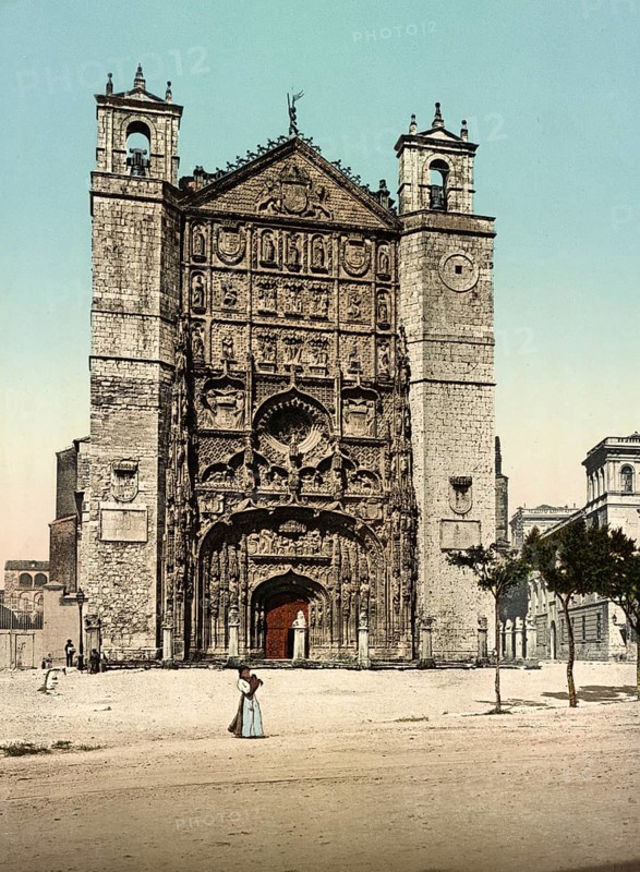 The Iglesia conventual de San Pablo or San Pablo de Valladolid is a church and former convent in the Isabelline style in the city of Valladolid in Castile and León, Spain. Digitally restored reproduction of a 19th century original, record date not stated, The Iglesia conventual de San Pablo or San Pablo de Valladolid is a church and former convent, of Isabelline style, in the city of Valladolid, in Castile and León, Spain, digitally restored reproduction from a 19th century original, record date not stated, Europe