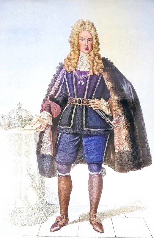 Joseph I (born 26 July 1678 in Vienna, died 17 April 1711 in Vienna) was a prince of the House of Habsburg and Roman-German Emperor and King of Bohemia, Hungary and Croatia from 1705 to 1711, Historical, digitally restored reproduction from a 19th century original, Record date not stated