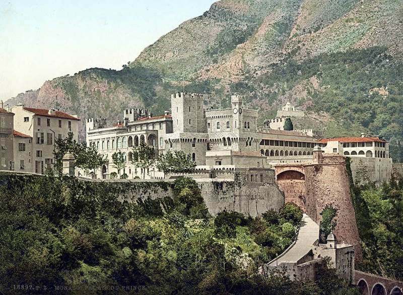 Palais du Prince, Prince's Palace, Monaco, 1890, Historical, digitally restored reproduction from a 19th century original, Record date not stated, Europe