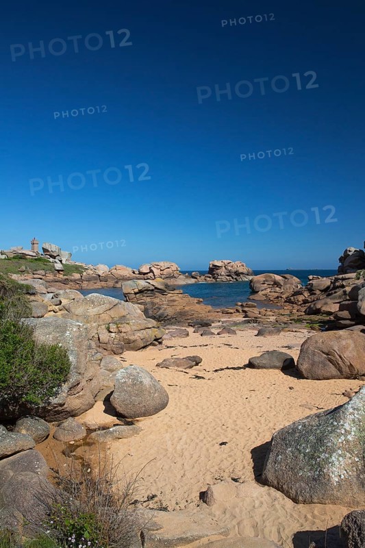 Coast at Lighthouse Mean Ruz at Ploumanac'h, Côtes d'Armor in the morning light