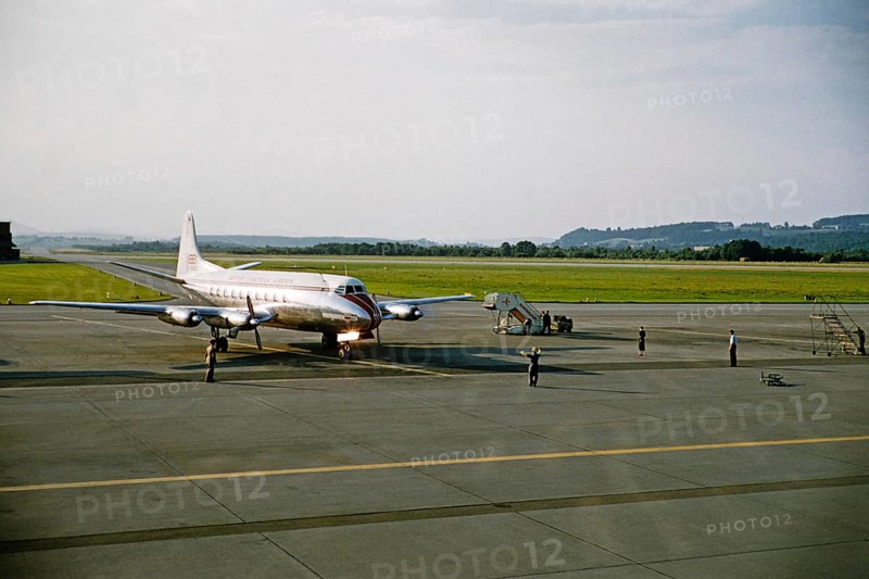 British European Airlines aircraft G AMCG, Vickers Viscount 630, Kloten Airport, Zurich, Switzerland, 1950s, Europe