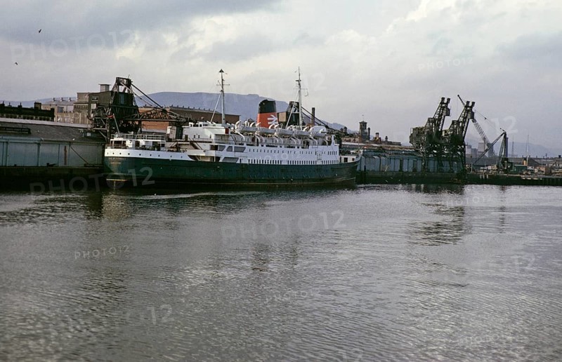 TSS Steamship railway ferry Duke of Rothesay, harbour basin of Belfast, Northern Ireland, United Kingdom 1960s