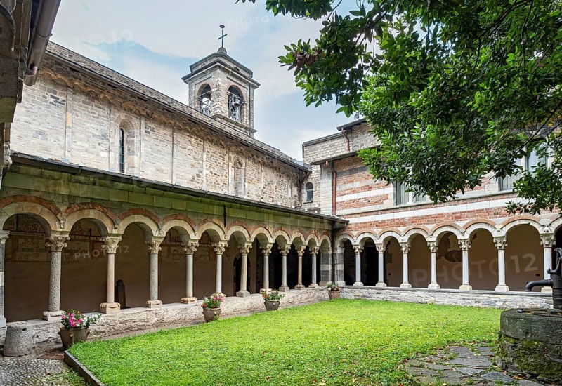 Cloister of Cistercian Abbey of St. Mary of Piona, Lecco, Lake Como, Lago di Como, Italy, Europe