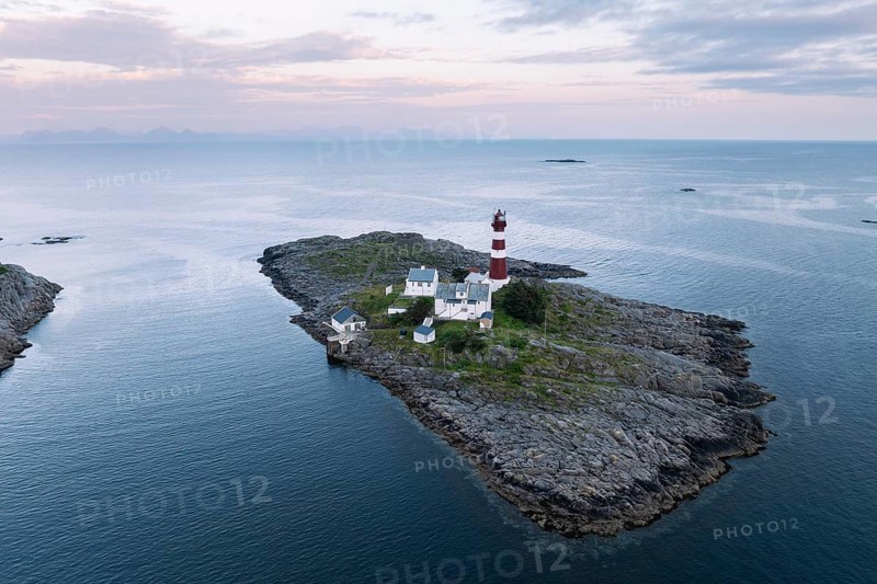 Lighthouse on the island of Skrova, Lofoten, Norway, Europe