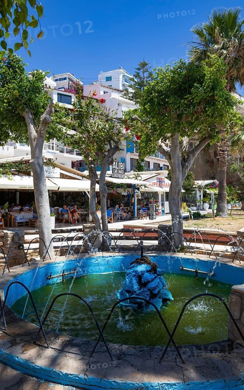 Restaurants on the promenade of Agia Galini, south coast, Crete, Greece, Europe