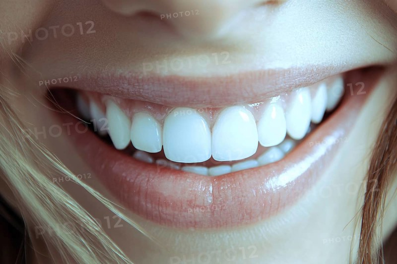 Close up of woman's beautiful smile. Generative AI, AI generated