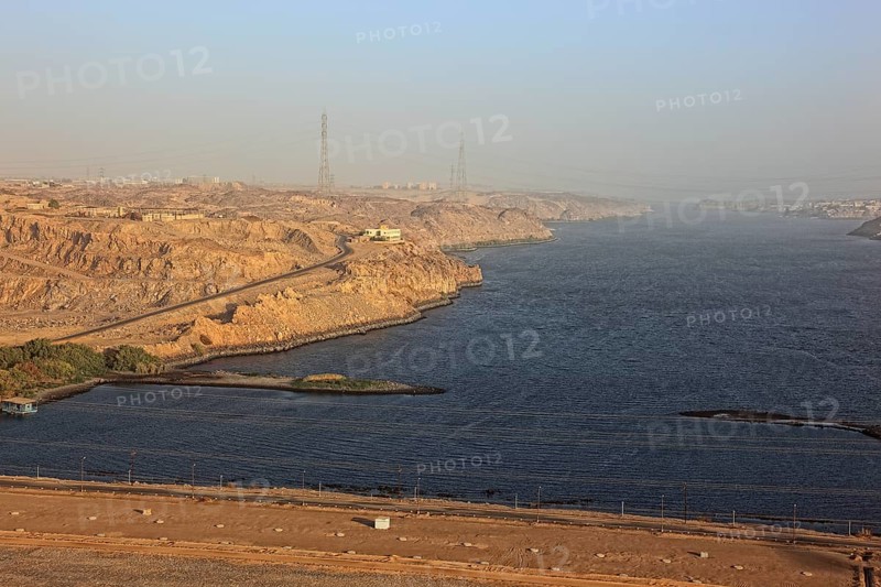 At the new dam, High dam near Aswan on the Nile, Africa, Upper Egypt, Egypt, Beginning of the Nasser reservoir, Africa