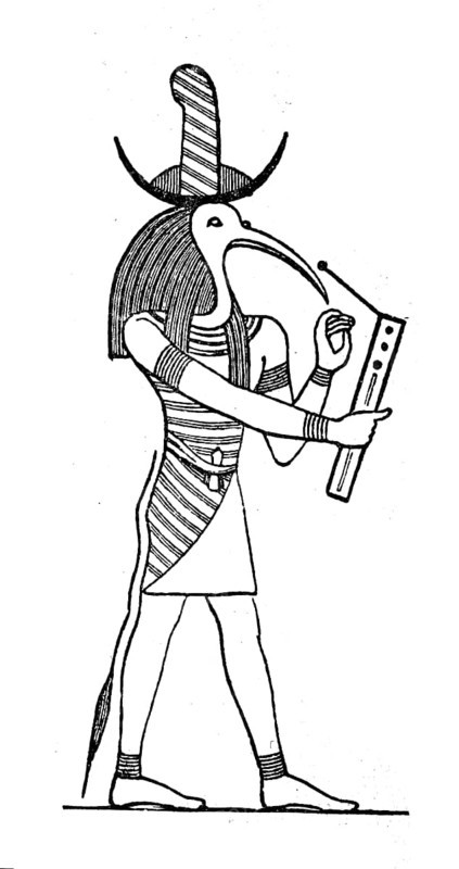 Thoth, Thoth, Tehut, Tahuti, in Egyptian mythology the ibis-headed or pavian-shaped god of the moon, magic, science, scribes, wisdom and the calendar, historical, digital reproduction of an original from the 19th century