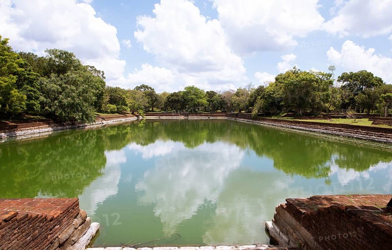Historic Elephant Pond or Eth Pokuna in the Holy City of Anuradhapura, North Central Province, Sri Lanka, Asia