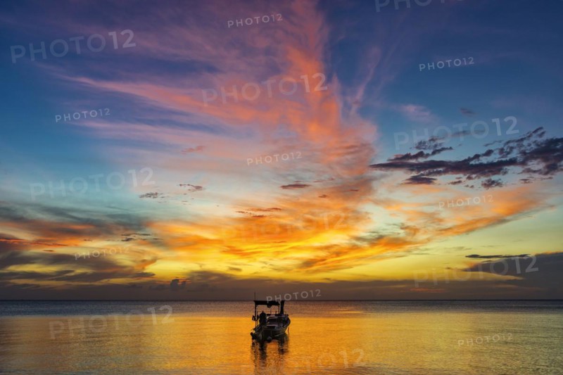 Longtail boat in sunset, sunset, horizon, evening light, boat, sun, evening mood, cloudy sky, colourful, orange, wooden boat, sea, calm, tranquillity, emotion, journey, holiday, beach, tourism, holiday mood, holiday paradise, paradise, evening sky, romantic, cloud, sky, dream holiday, coast, wanderlust, seascape, seascape, serenity, mood, symbolic, dusk, silhouette, light, weather, climate, Thailand, Asia