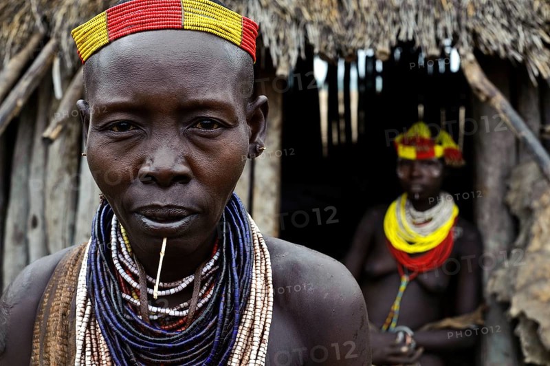 Portrait of women from the Karo tribe, Omo valley, Ethiopia, Africa
