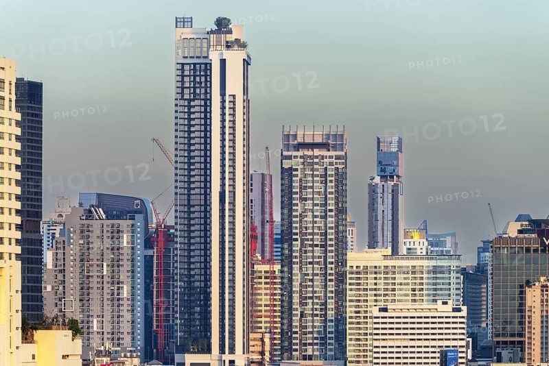Panorama from Golden Mount, skyline of Bangkok, Thailand, Asia