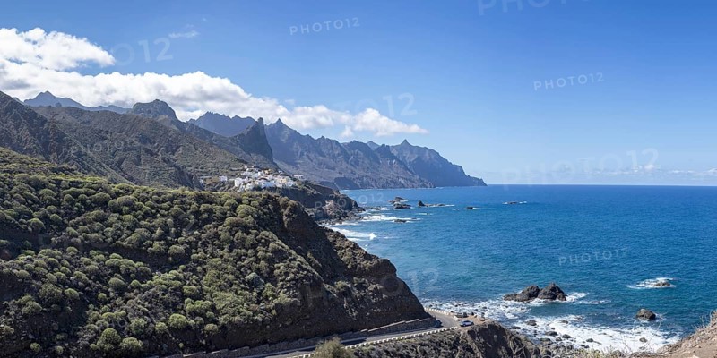 Atlantic coast near Taganana, Tagana valley, Barranco de la Iglesia, Anaga mountains, Las Montanas de Anaga, Tenerife, Canary Islands, Spain, Europe