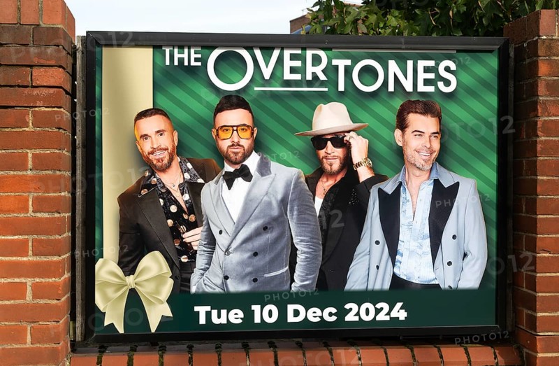 Poster advertising The Overtones tour event performance 10 December 2024, Ipswich, Suffolk, England, UK