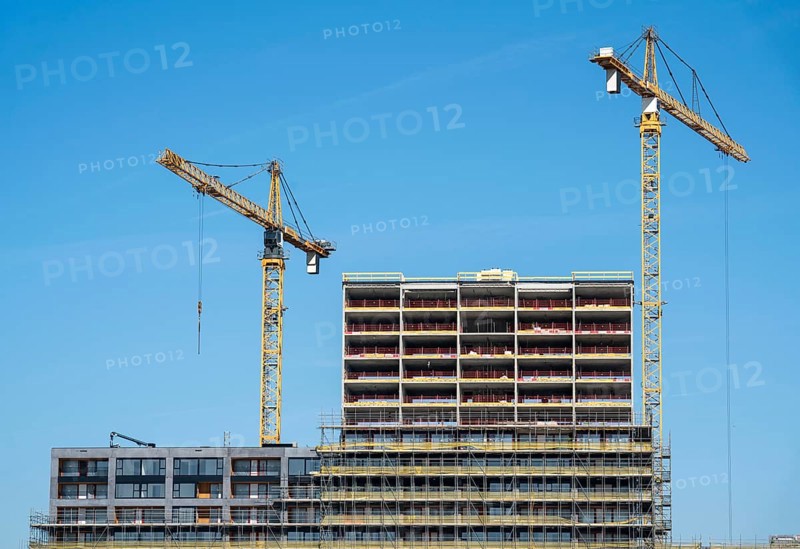Construction site, new construction of high-rise residential buildings, Havenkwartier Katendrecht project, over 160 new flats are being built here, shell construction on the Maashaven, Rotterdam, Netherlands