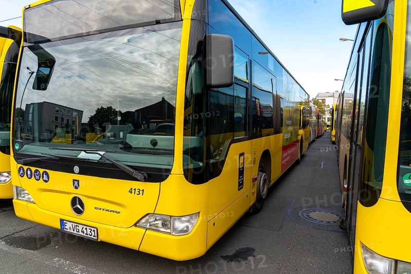 Bus and tram depot of the Ruhrbahn in Essen, all trams remained in the depot, Verdi warning strike in public transport, North Rhine-Westphalia, Germany, Europe