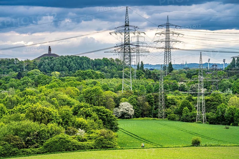 View from the Mechtenberg in Essen to the Rheinelbe spoil tip in Gelsenkirchen North Rhine-Westphalia, Germany, Europe