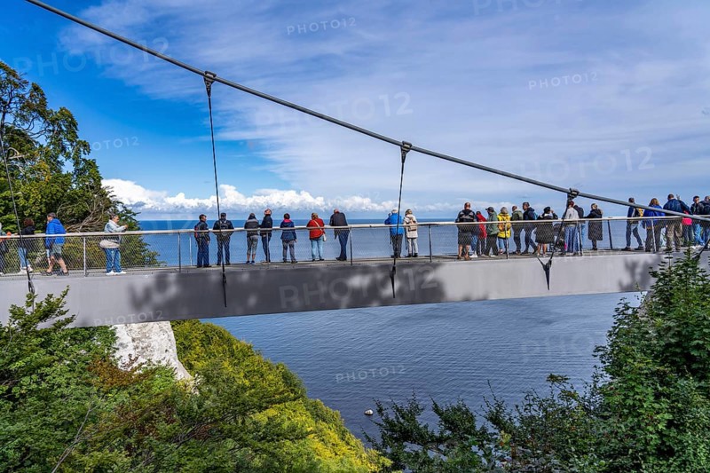 The Königsstuhl Skywalk on the chalk cliffs of Rügen, viewing platform on the famous Königsstuhl rock formation, barrier-free, in the Jasmund National Park, view of the Baltic Sea and the chalk cliff coast, between Sassnitz and Lohme, Mecklenburg-Vorpommern, Germany, Europe