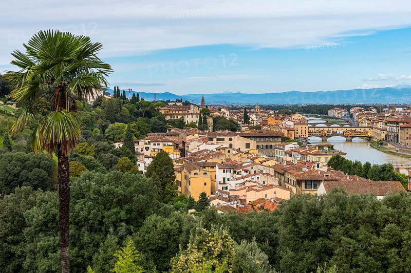 City overview of Piazza Michelangelo, Ponte Vecchio, city view, travel, tourism, Florence, Italy, Europe