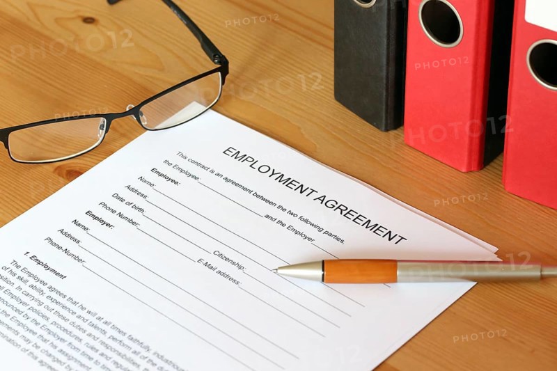 Blank form of an employment contract in English