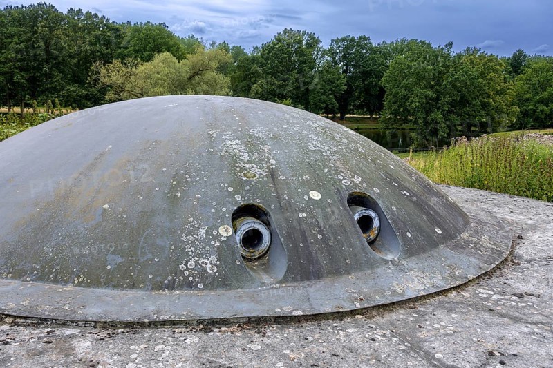 Armoured gun cupola, turret at Fort van Liezele, fortress of the fortified area of Antwerp, Puurs-Sint-Amands, province of Antwerp, Belgium, Europe