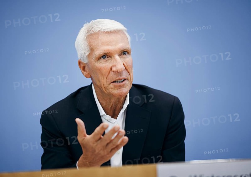 Ralf Wintergerst, Bitkom President, recorded during a press conference on the economic protection report at the Federal Press Conference in Berlin, 28/08/2024