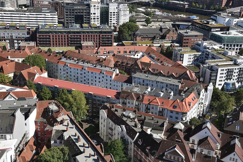 Europe, Germany, Hanseatic City of Hamburg, St. Pauli, View of City, View from Michel to Historic Residential Quarter at Michel, Federal Republic of Germany, Europe