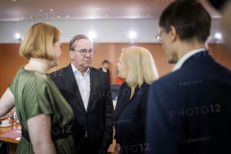 (from left to right) Lisa Paus (Alliance 90/The Greens), Federal Minister for Family Affairs, Senior Citizens, Women and Youth, Boris Pistorius (SPD), Federal Minister of Defence, Nancy Faeser (SPD), Federal Minister of the Interior and Home Affairs, and Karl Lauterbach (SPD), Federal Minister of Health, recorded during the 112th Cabinet meeting in Berlin, 04/09/2024
