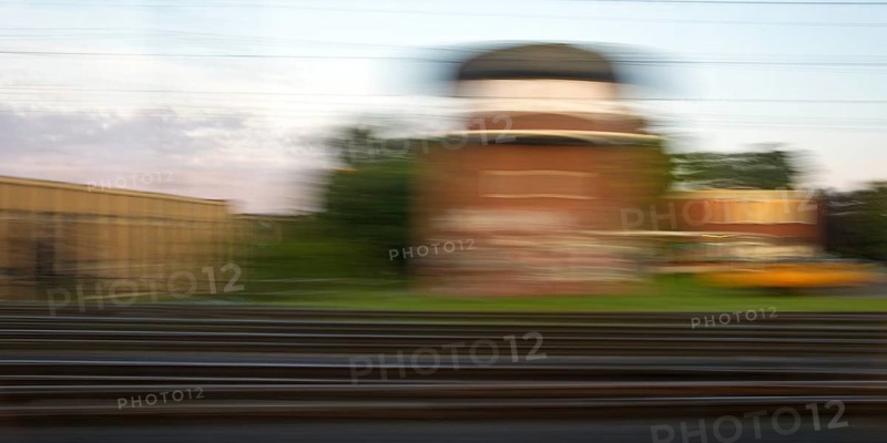 Long exposure from a moving train, Bad Pyrmont, Lower Saxony, Germany, Europe
