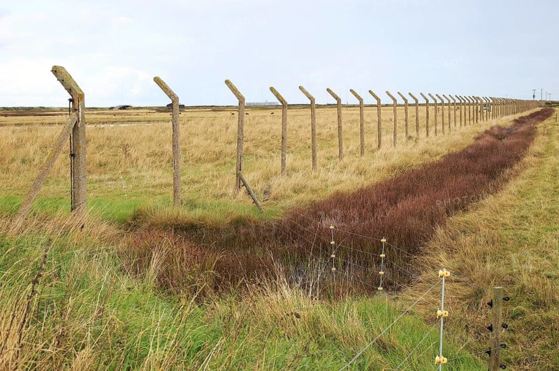 Orford Ness lighthouse Open Day, September 2017, Suffolk, England, UK, old military fencing posts