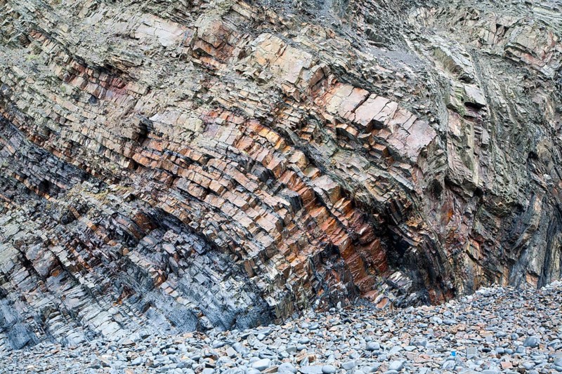 Complex folding of sedimentary rock strata in coastal cliffs at Hartland Quay, north Devon, England, United Kingdom, Europe