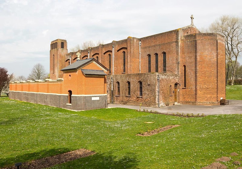 Church of Saint Alban and Saint Barbara, garrison church, Royal Regiment of Artillery, Larkhill, Wiltshire, England, UK with additional memorial building completed in 2016