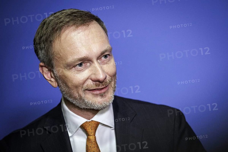 Christian Lindner, Federal Minister of Finance, photographed during a press statement after a citizens' dialogue of the Federal Ministry of Finance NOW In Dialogue in Lübeck, 06.02.2024. Photographed on behalf of the Federal Ministry of Finance