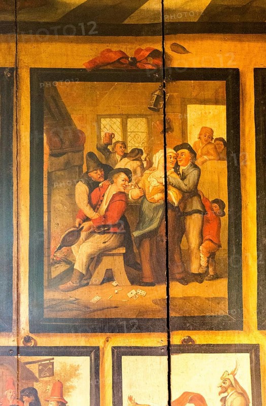 Painted panels The Dutch Parlour, Littlecote House Hotel, Hungerford, Berkshire, England, UK painted panels by Dutch prisoners of war 1660s