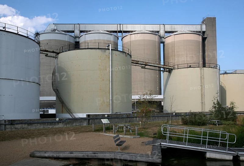 Industrial tanks and structures of the sugar factory at Cantley, Norfolk, England, United Kingdom, Europe