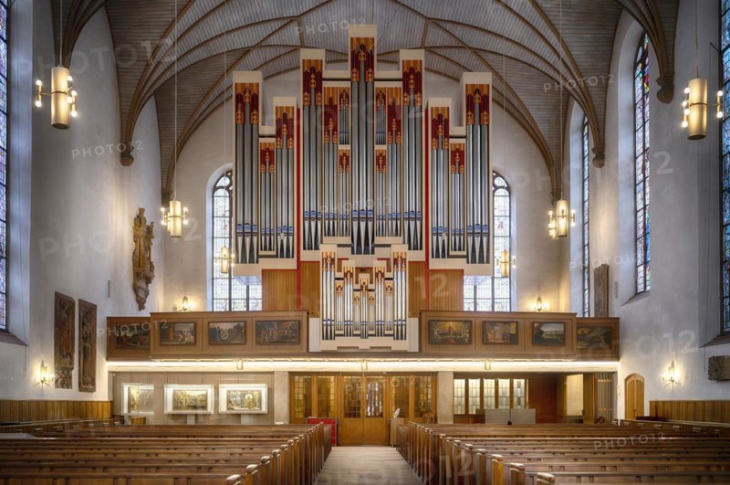 Interior photograph, Rieger organ, Protestant Church of St Catherine, St Catherine's Church, Frankfurt am Main, Hesse, Germany, Europe