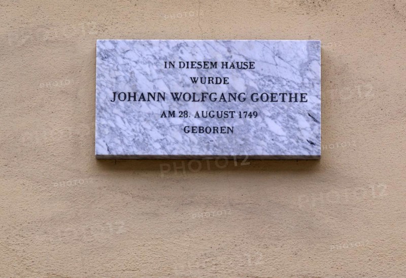 Memorial plaque, information plaque, Goethe House, birthplace of Johann Wolfgang von Goethe, Großer Hirschgraben, Frankfurt am Main, Hesse, Germany, Europe