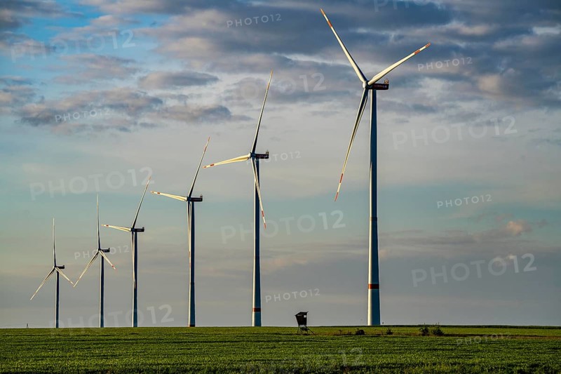 RWE wind farm near Bedburg, at the Garzweiler opencast mine, on recultivated part of the opencast lignite mine, Nordex N163 wind turbine, North Rhine-Westphalia, Germany, Europe