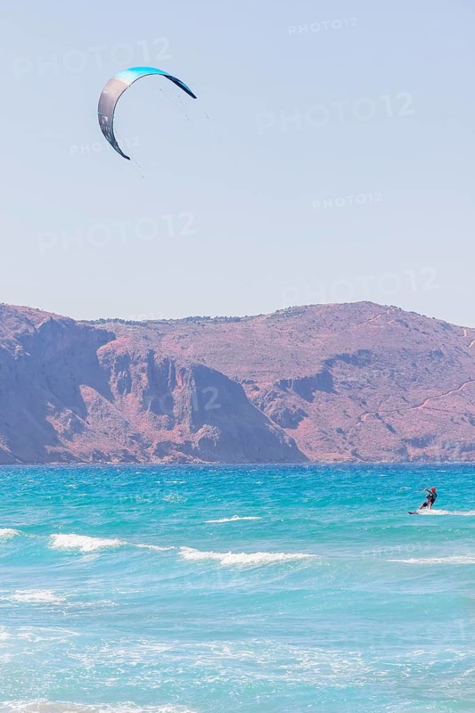 Kitesurfing, Episkopi beach, Rethymno, Crete, Greek Islands, Greece, Europe