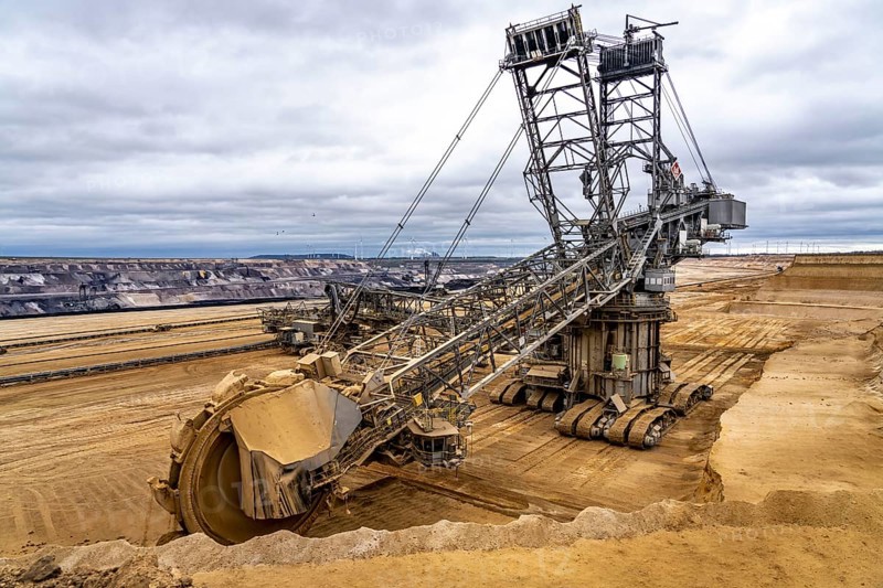 Opencast lignite mine Garzweiler 2, bucket wheel excavator 261 excavating the surface, near the rest of the hamlet of Lützerath, Erkelenz, North Rhine-Westphalia, Germany, Europe