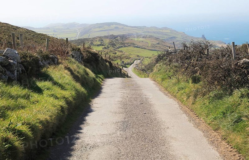 Long country lane road on Cape Clear Island, County Cork, Ireland, Irish Republic, Europe