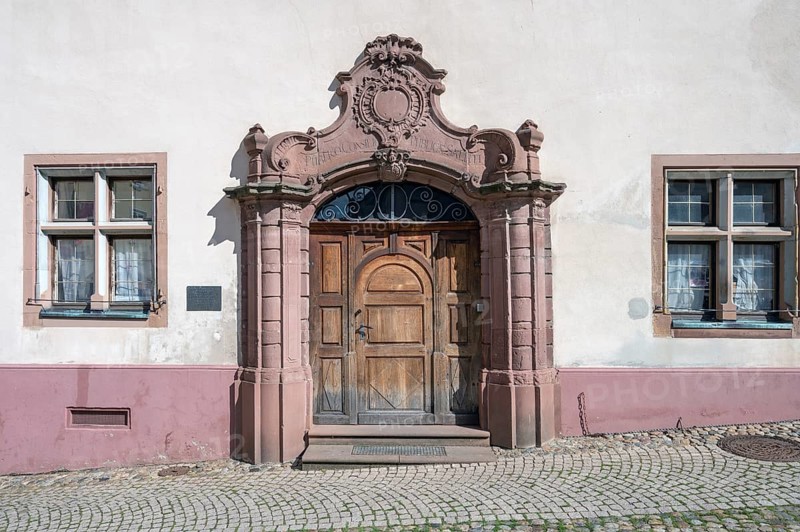 Historic entrance portal of the Old Town Hall from 1527, Market Square, Endingen, Baden-Württemberg, Germany, Europe