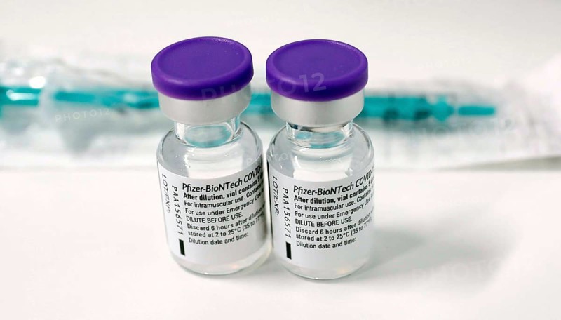 Vaccine vials with the Covid19 Biontech Pfizer vaccine at the vaccination centre, Schönefeld, 15.02.2021