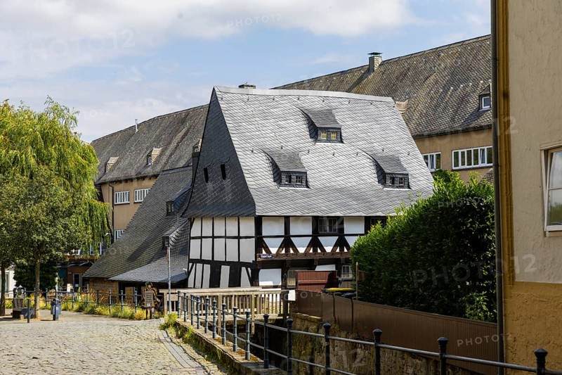 Lohmühle In the Lohmühle, bark was crushed to obtain tannic acid for leather treatment. The Lohmühle is an important technical monument, as the mechanics (water wheel, stamping mill) have been preserved in working order, Old Town, Goslar, Lower Saxony, Germany, Europe