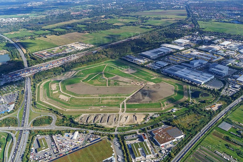 Germany, Hamburg, aerial view, aerial photograph, aerial view, top view, motorway, harbour silt, Feldhofe, silt, deposit, Europe